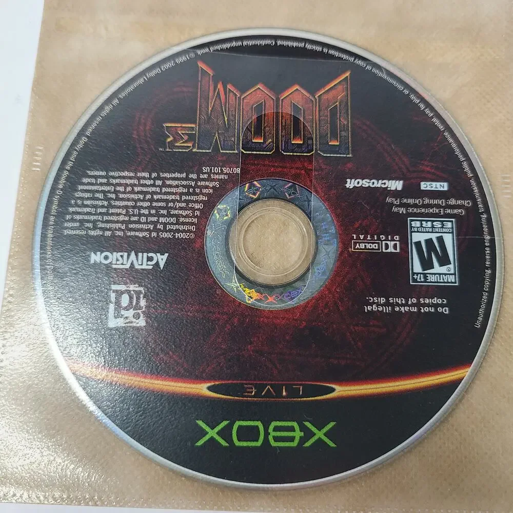 Doom 3 Microsoft Xbox 2005 Activision Disc Only Video Game Tested & Working